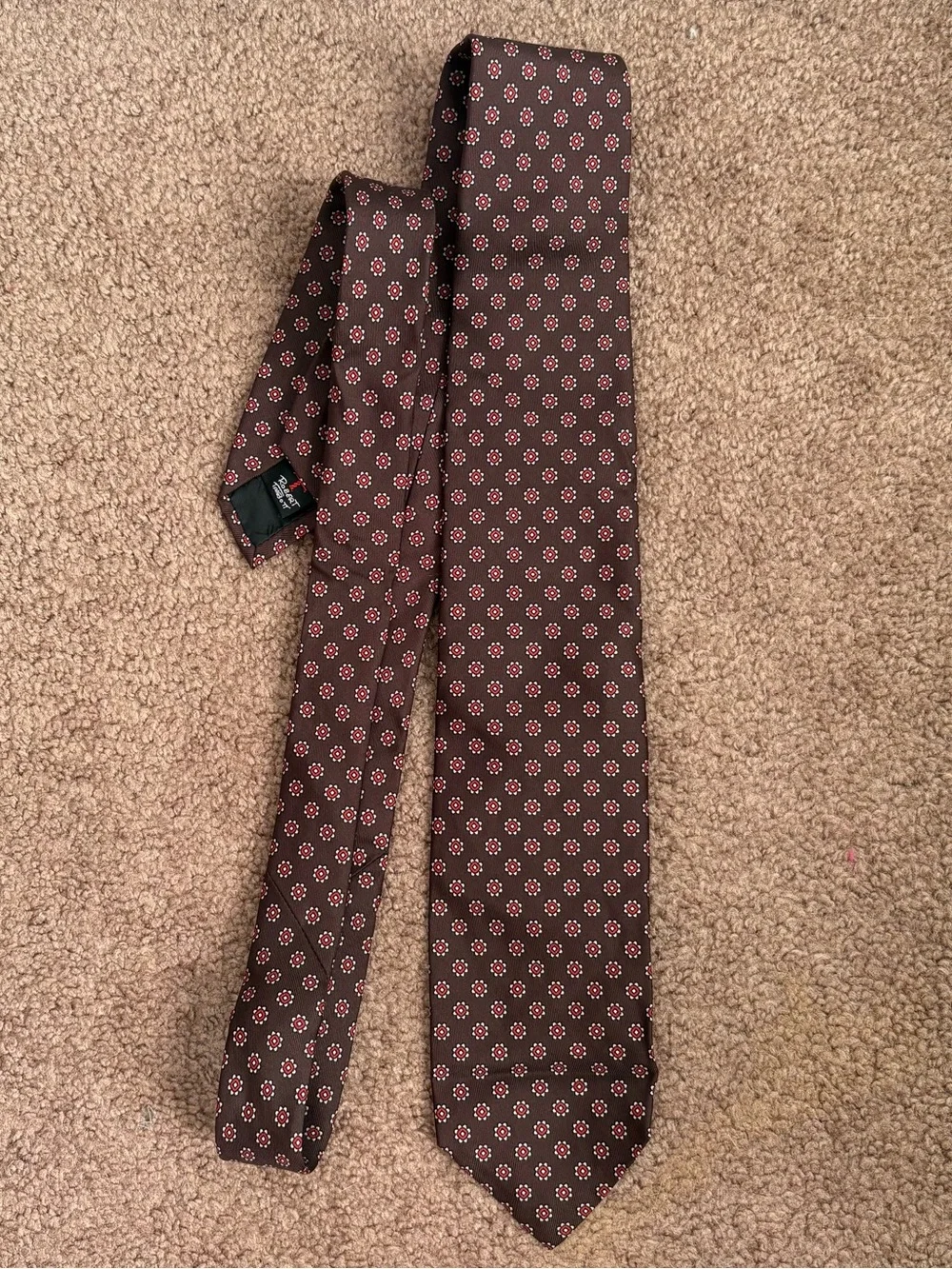 VTG Jack Henry Club Shop by Robert Talbott Brown Geometric Handmade Men's Tie